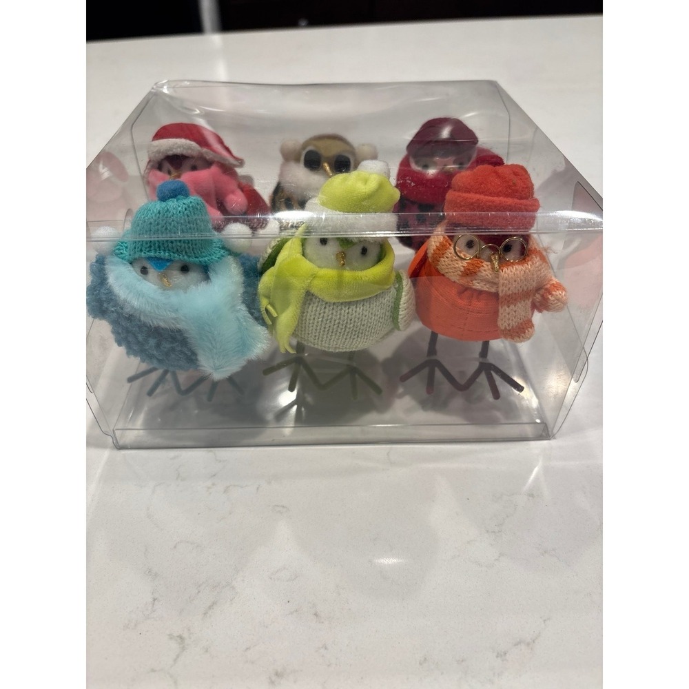 Target Wondershop Christmas Winter Bird Figurines Set of 6 Fabric Bird Decor NEW